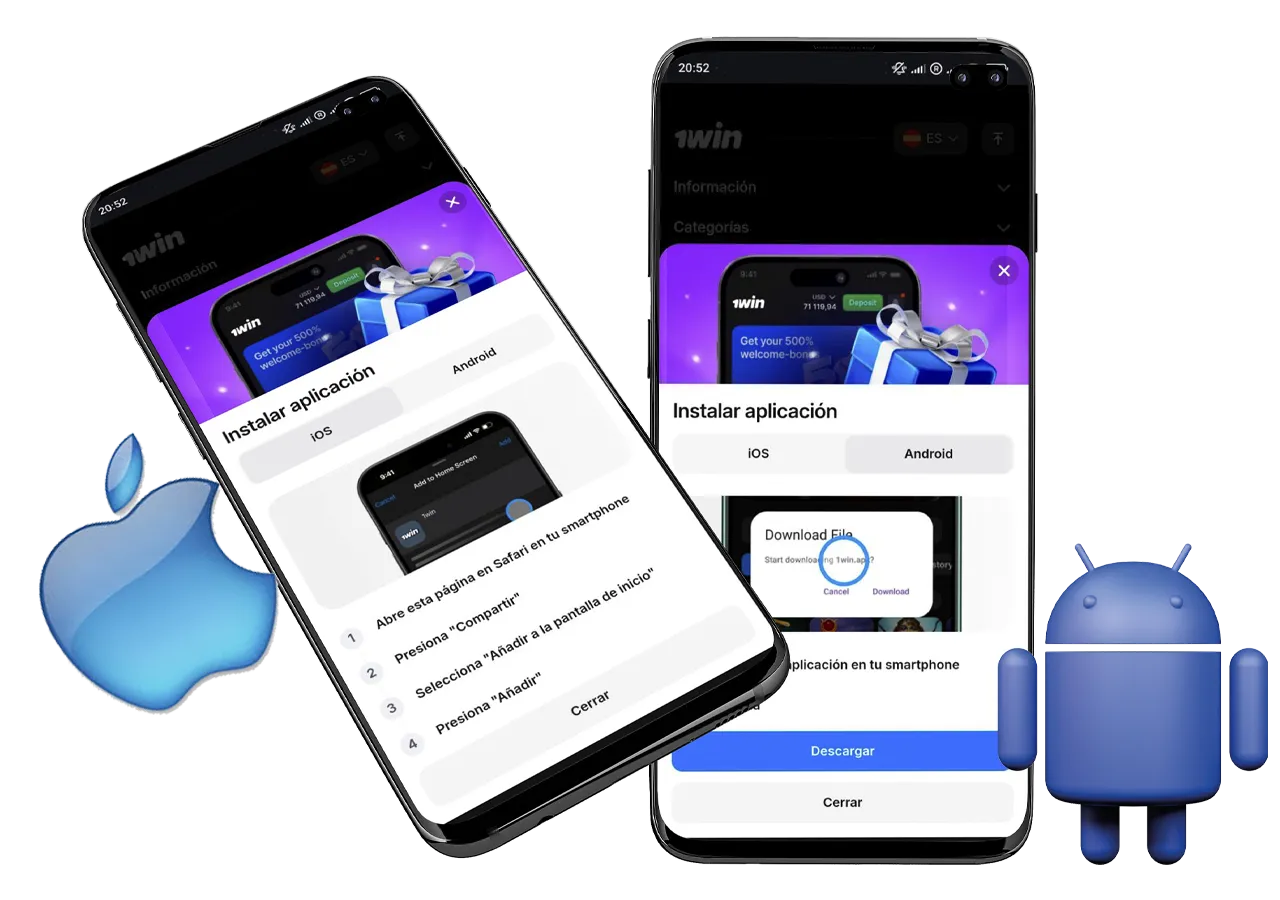 Aplicación móvil 1win para Android/iOS