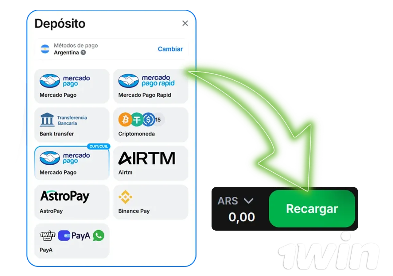 Métodos de Pago 1win