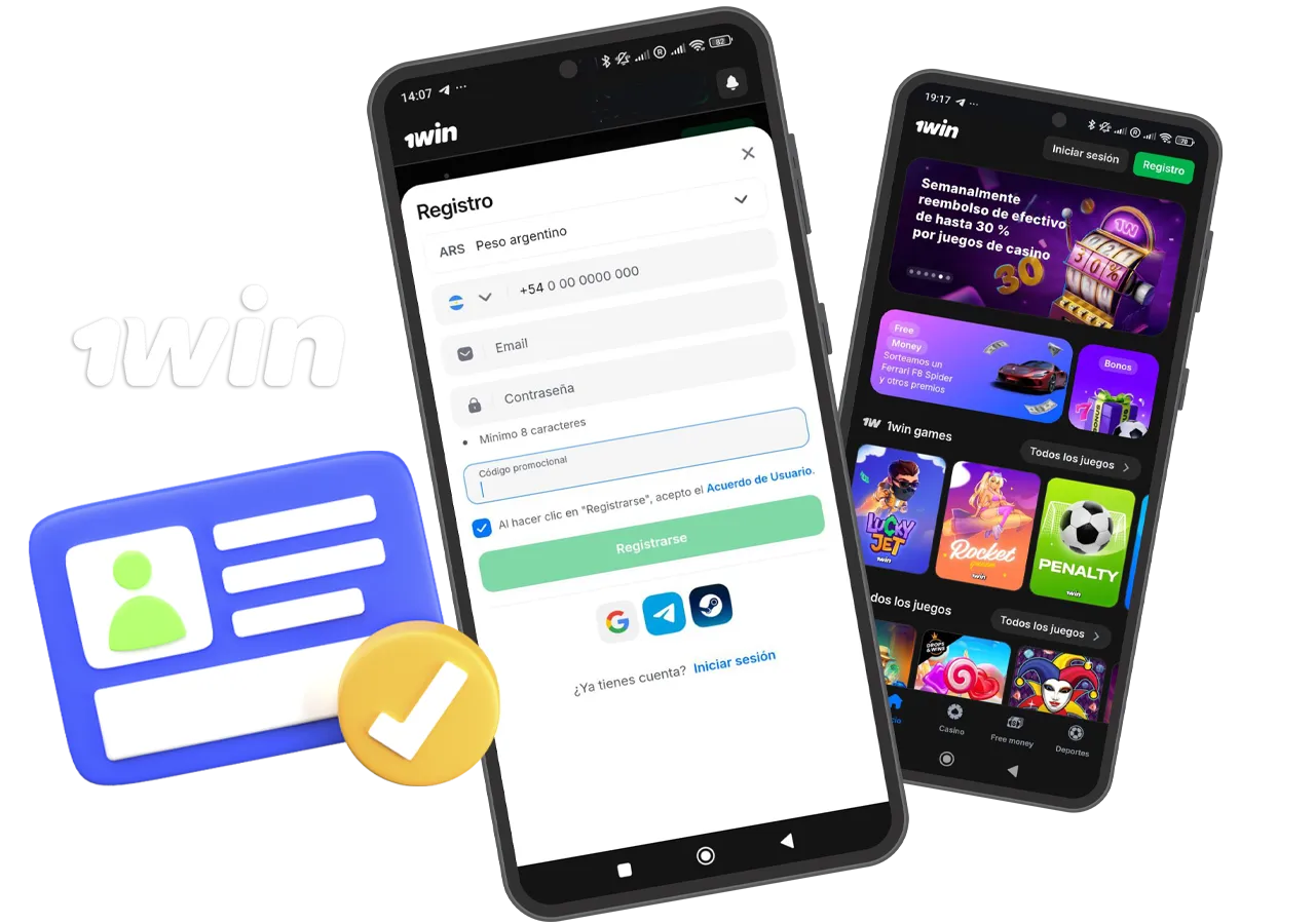 Proceso de registro en 1Win App